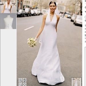 David’s Bridal Halter Organza Trumpet White Gown